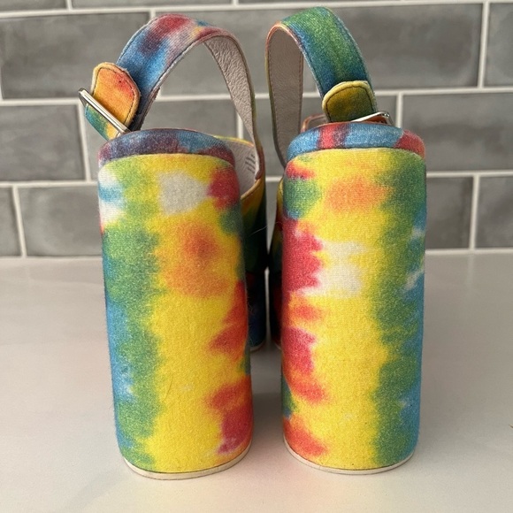 JEFFREY CAMPBELL Mattix Tie-Dye Platform Sandal Size 6 70’s Retro Boho Hippie - Picture 4 of 12